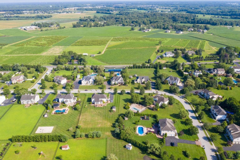 Aerial image of a neighborhood around south jersey