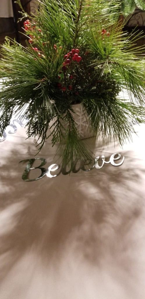 table centerpiece of pine