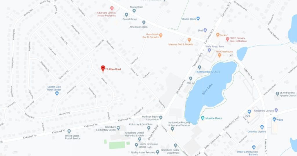 Map showing location of 22 Alden Rd