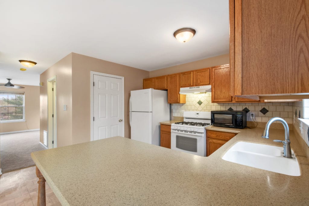 Kitchen showing counter tops