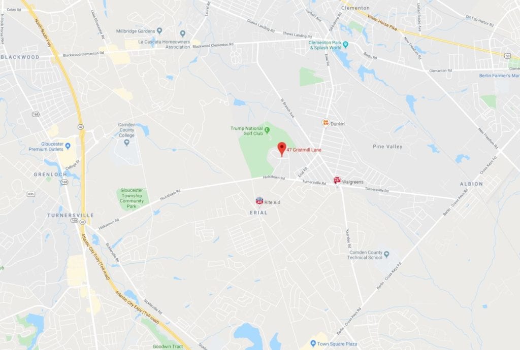 Map showing location of 47 Gristmill