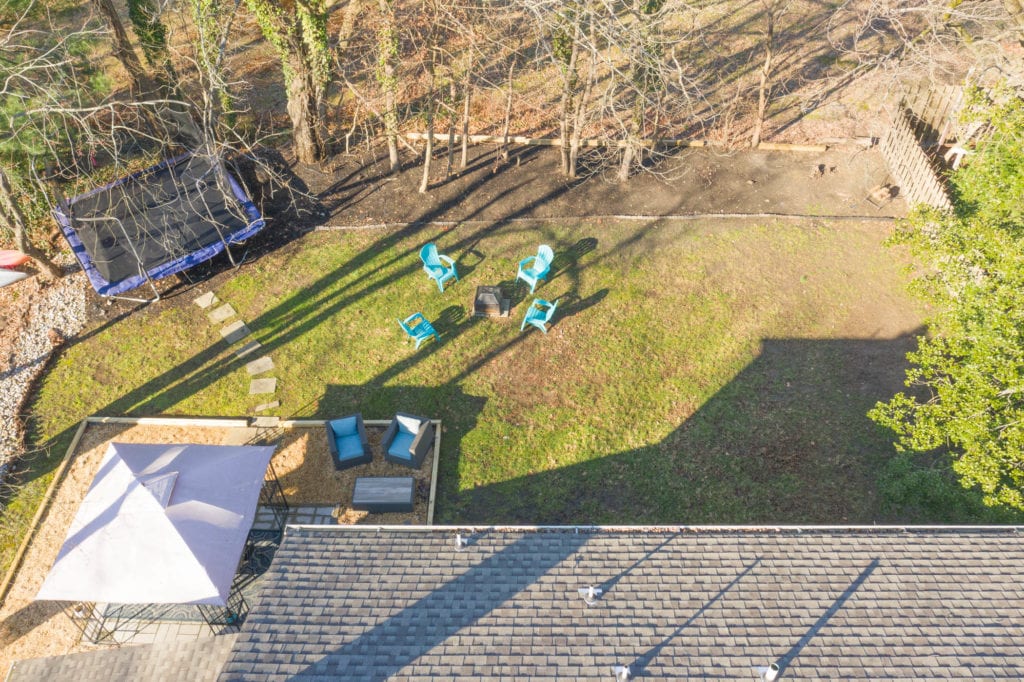 Aerial view of 216 Westover back yard