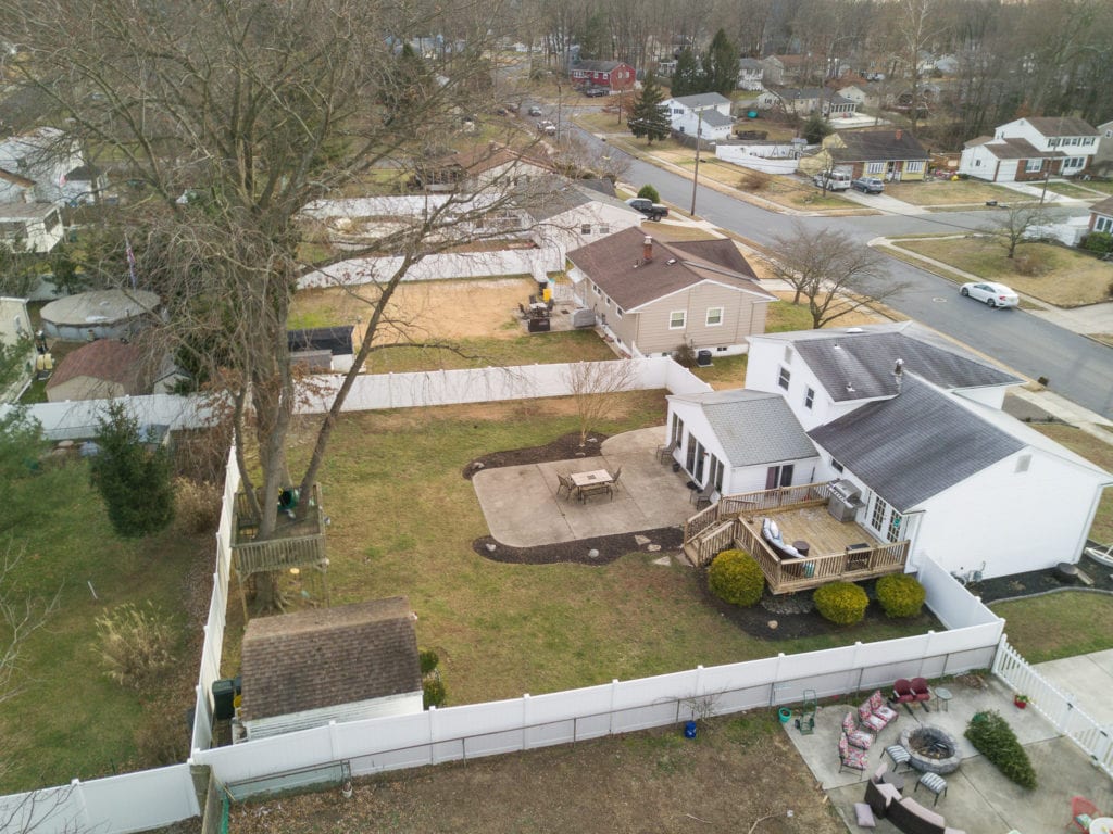 Aerial view of the back yard