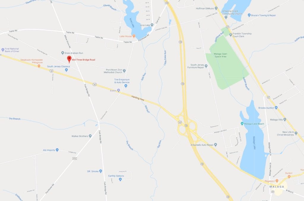 map of 464 Three Bridge Rd