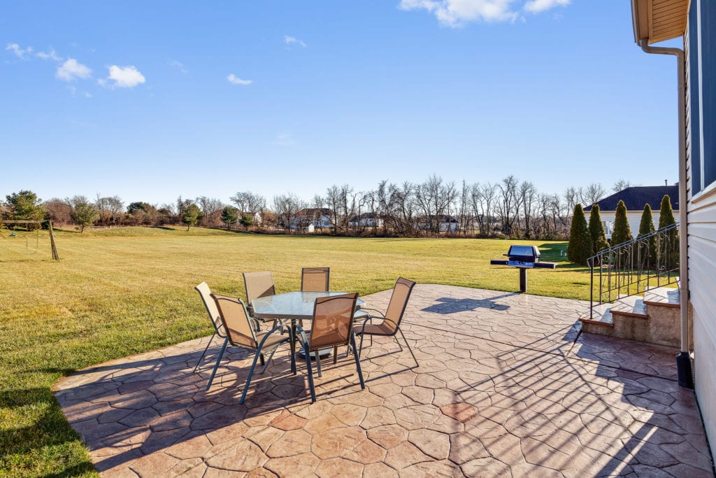 The stamped concrete patio