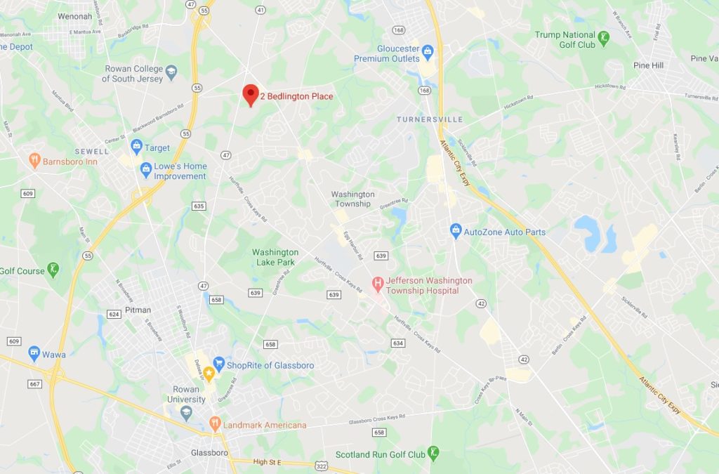 Map Showing Location of 2 Bedlington Place Sewell