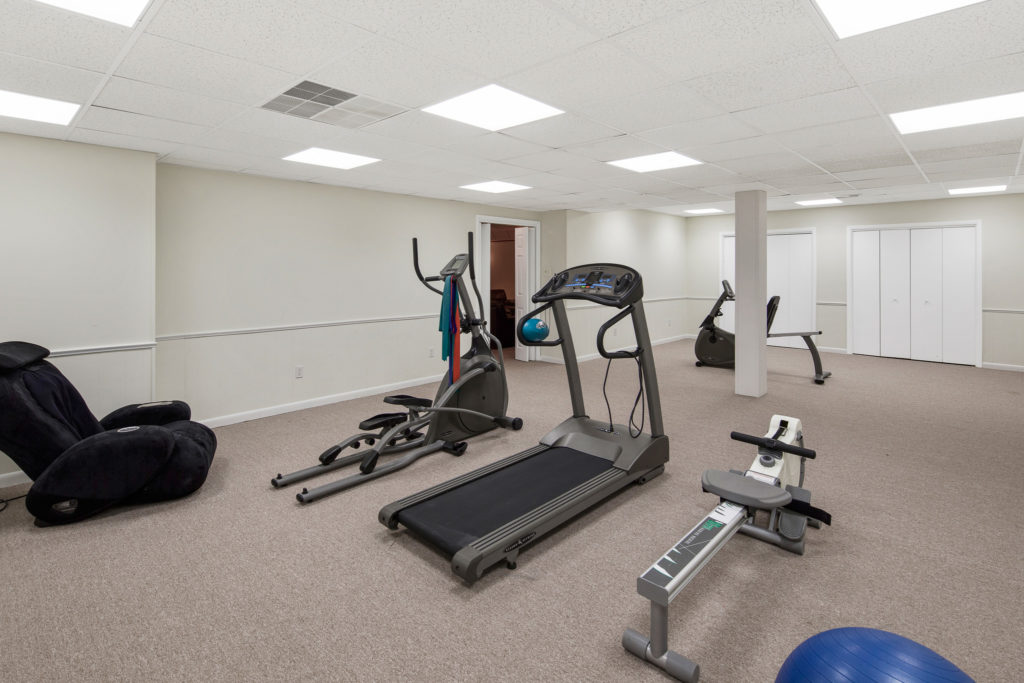 the finished basement workout room