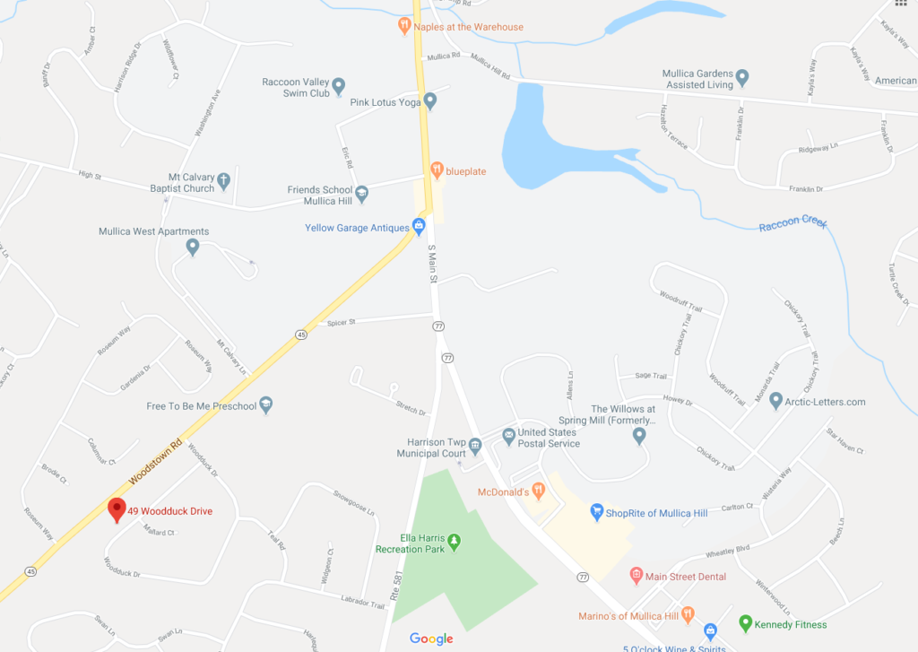 map location showing mullica hill