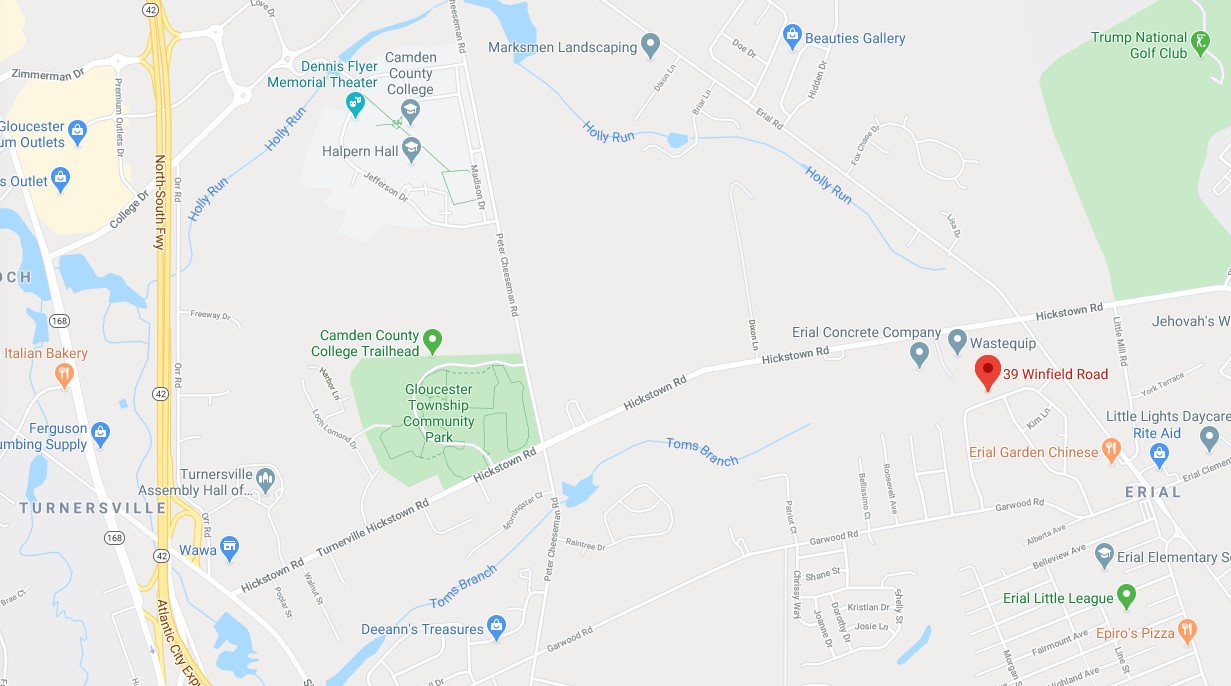 Map location of 39 Winfield Road Sicklerville