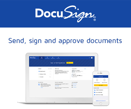 Docusign allows you to sign documents from your computer or smartphone.
