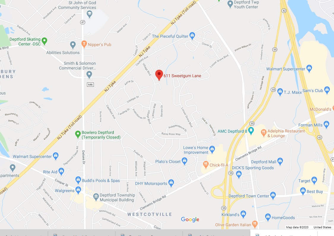 map location of 611 Sweetgum Lane