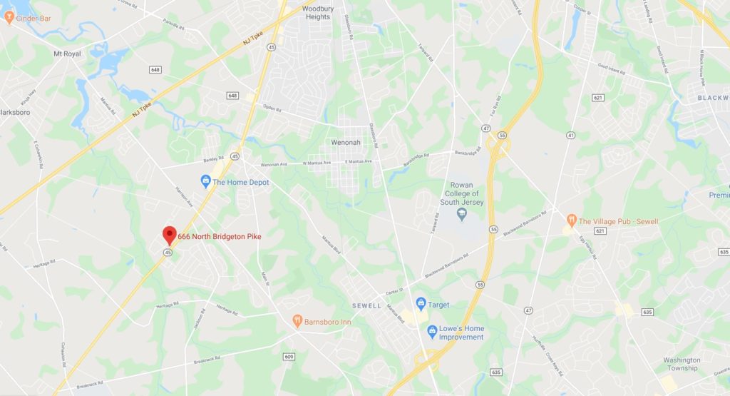 Map location of 666 Bridgeton Pike Mantua NJ 08081