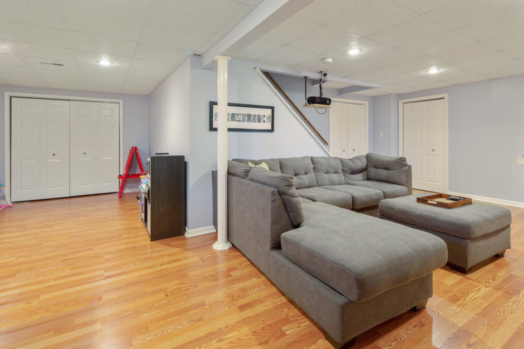 The finished basement at 2 Linden Drive