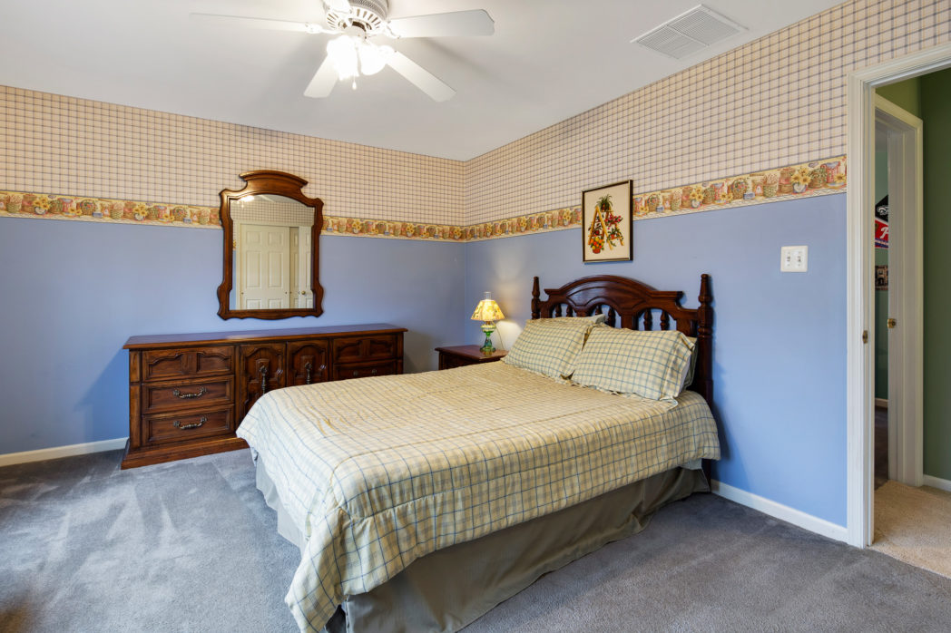 Bedroom with blue paint