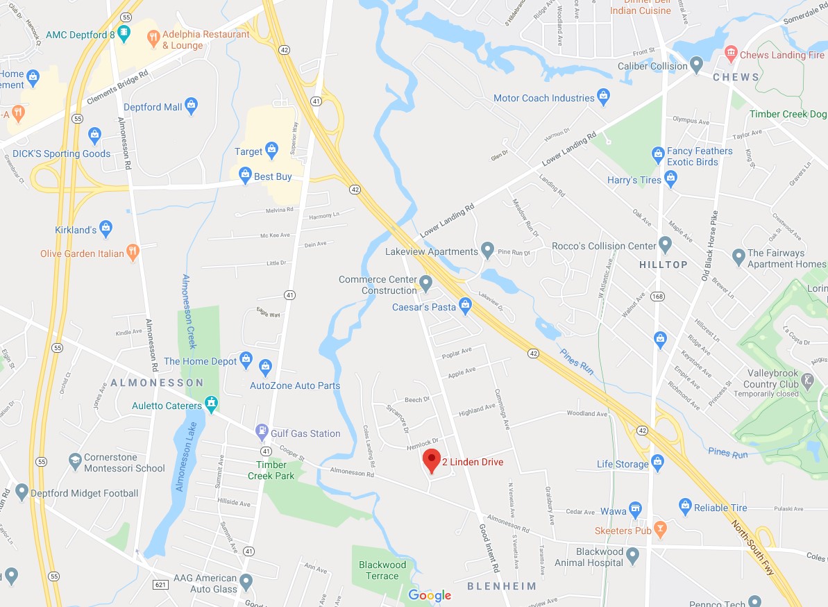Map Location of 2 Linden Drive Blackwood NJ