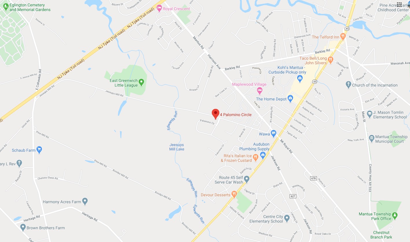 Map location of 4 Palomino Circle Mantua NJ 08062
