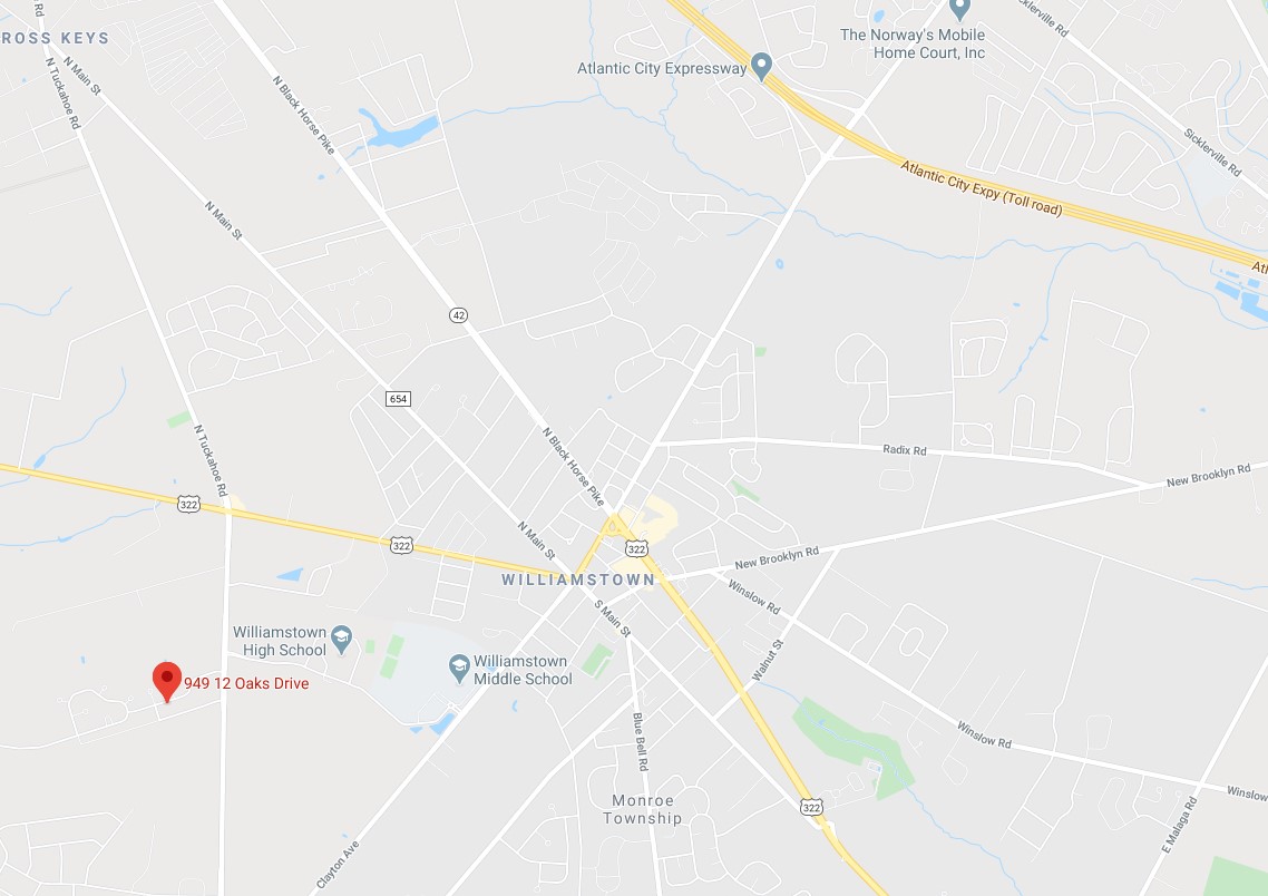 Map location of 949 Twelve Oaks Drive Williamstown NJ