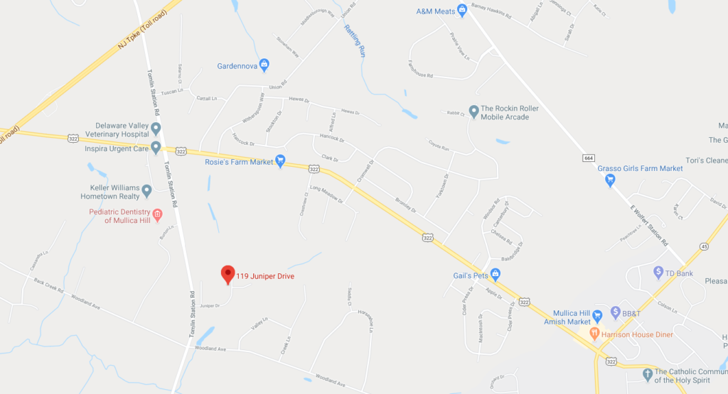 Map location of 119 Juniper Drive Mullica Hill