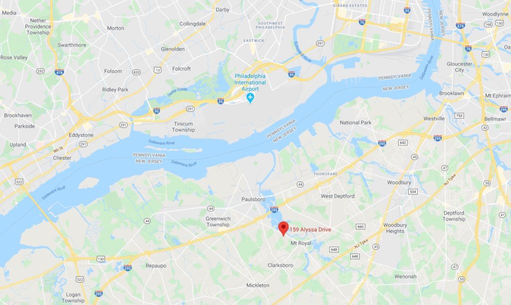 Large scale Map location of 159 Alyssa Dr Mt Royal NJ