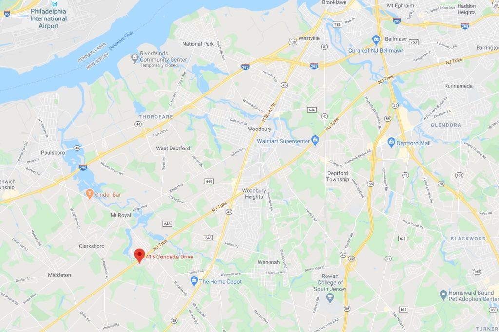 Large scale map location of 415 Concetta Drive Mount Royal, NJ 08061